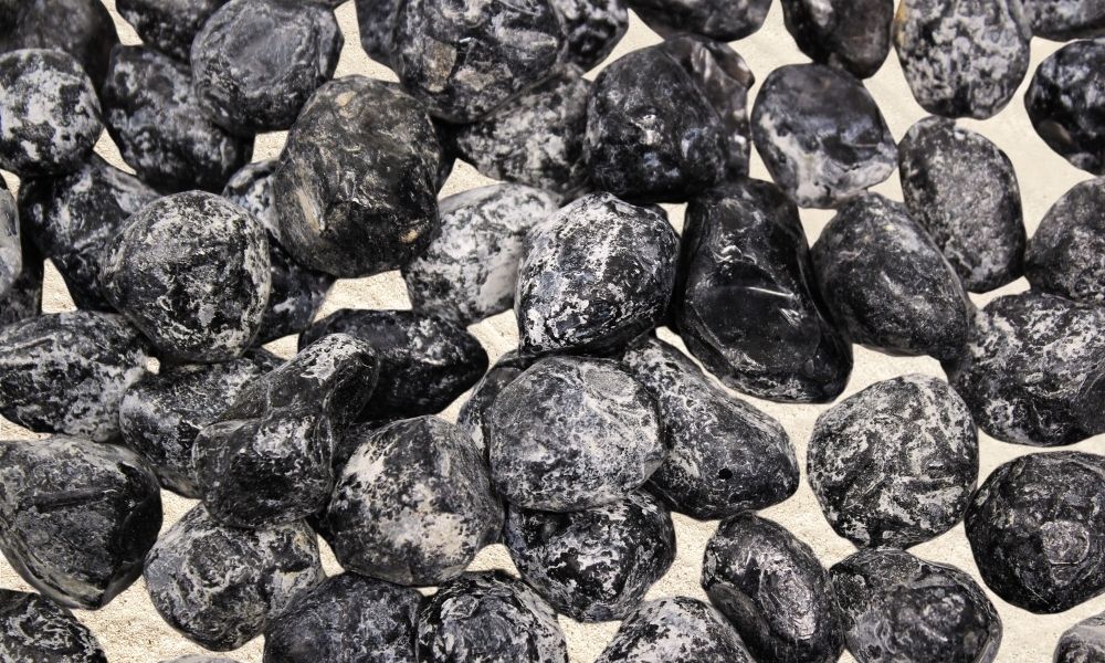 a group of black rocks