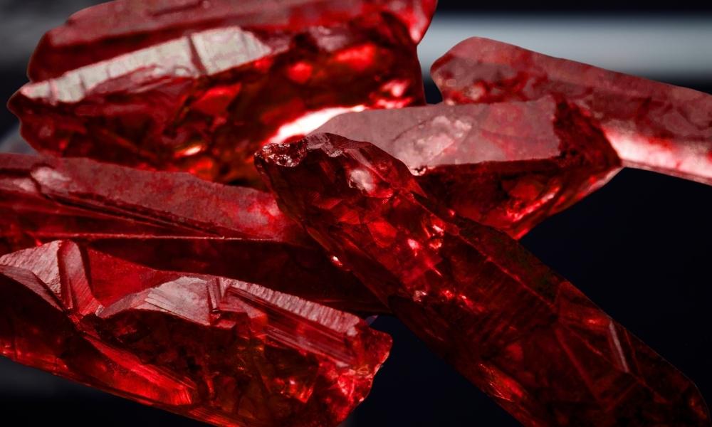 a group of red crystals