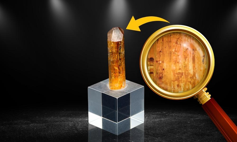 a imperial topaz on a stand