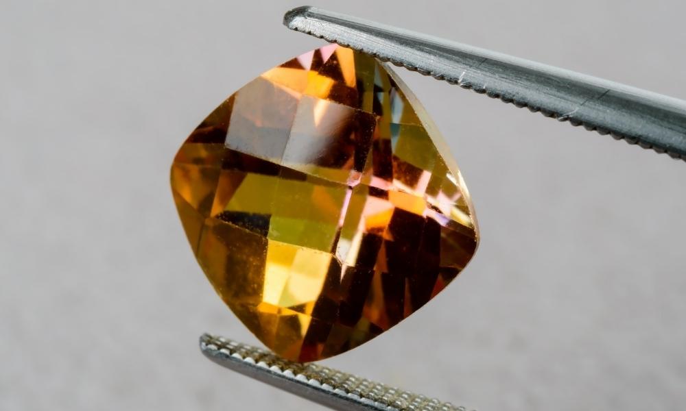 a close up of a imperial topaz stone