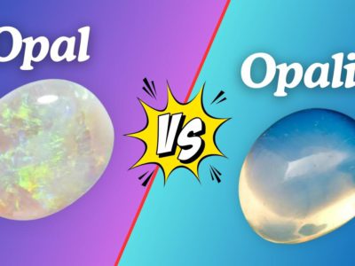 a close up of a opal and opalite