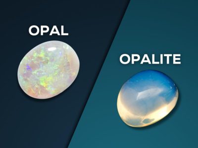 a close up of a opal and opalite