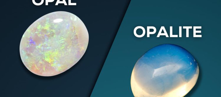 a close up of a opal and opalite