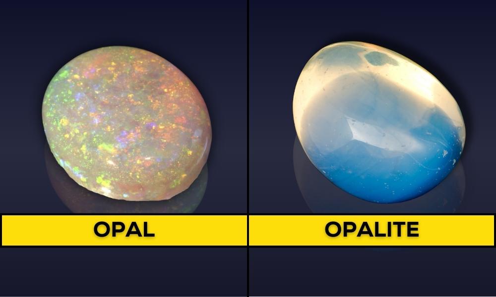 a collage of opal and opalite stone