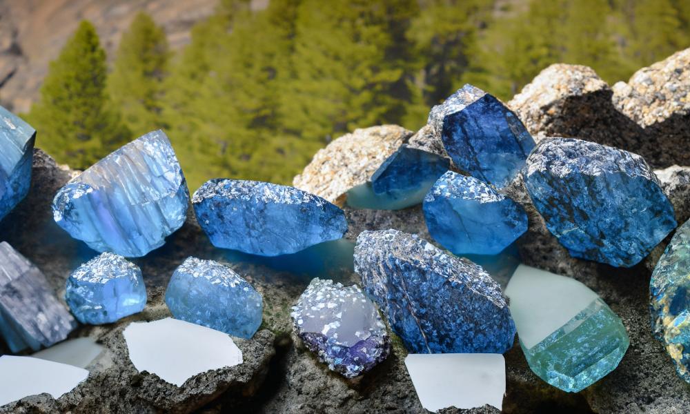 a group of montana blue and white rocks