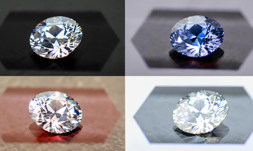 a collage of white sapphire and diamond