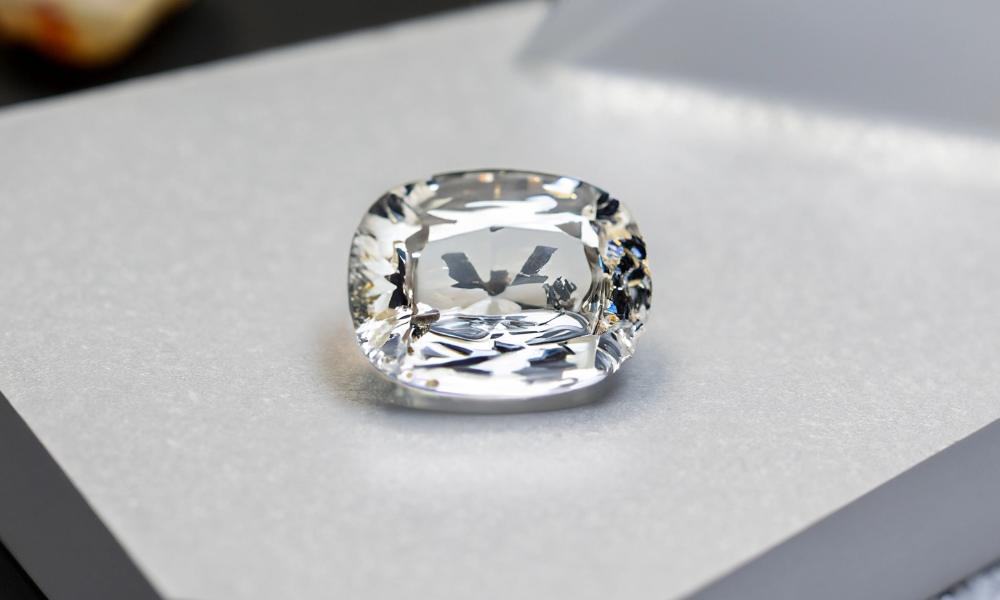 a close up of a white sapphire
