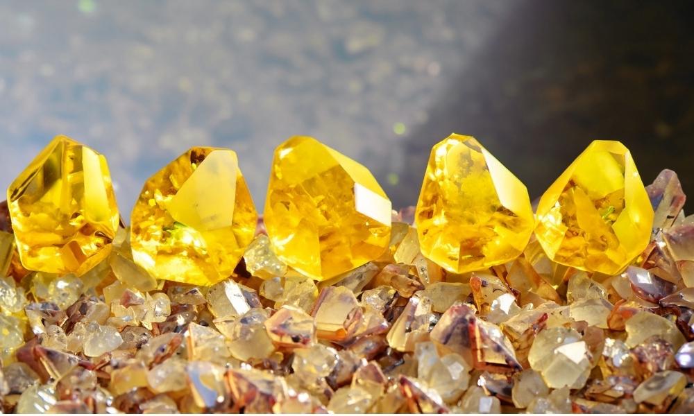 a group of yellow crystals