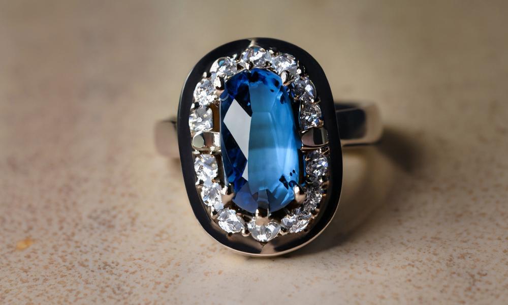 a blue montana sapphire on a ring