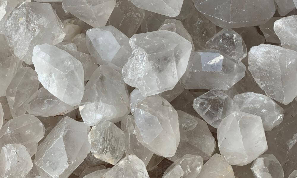 a pile of rock crystal clear quartz