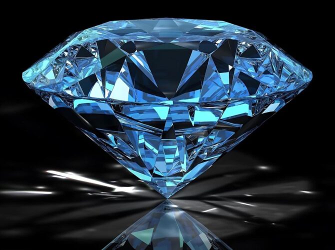 world's biggest diamond and dark black background and shiny surface