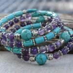 turquoise bracelets on wood